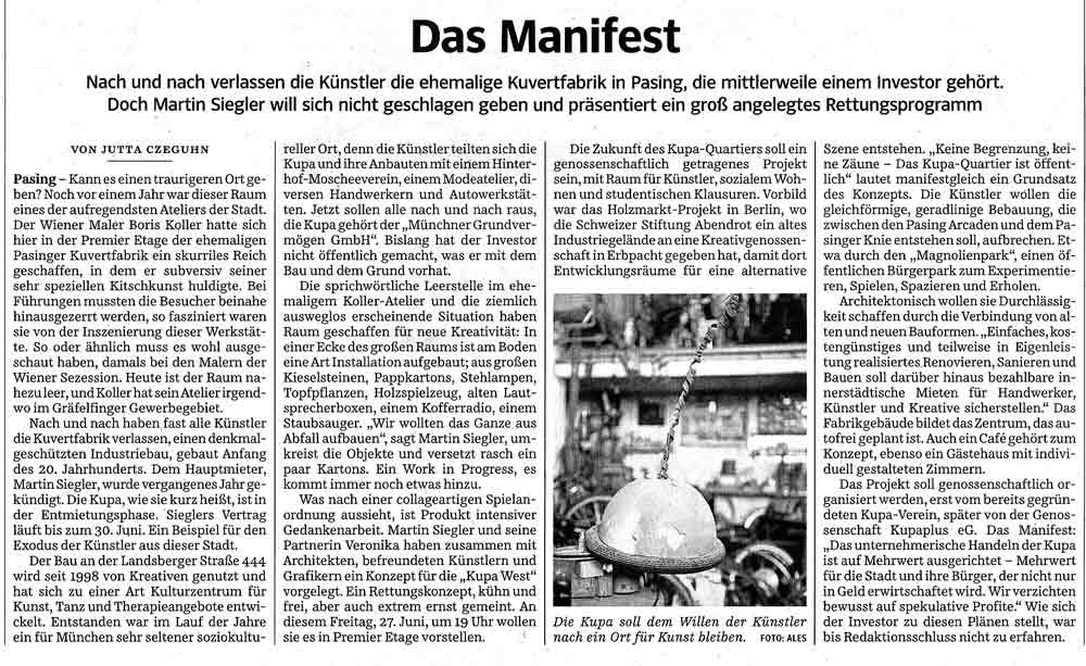 KUPA West - Artikel Süddeutsche 